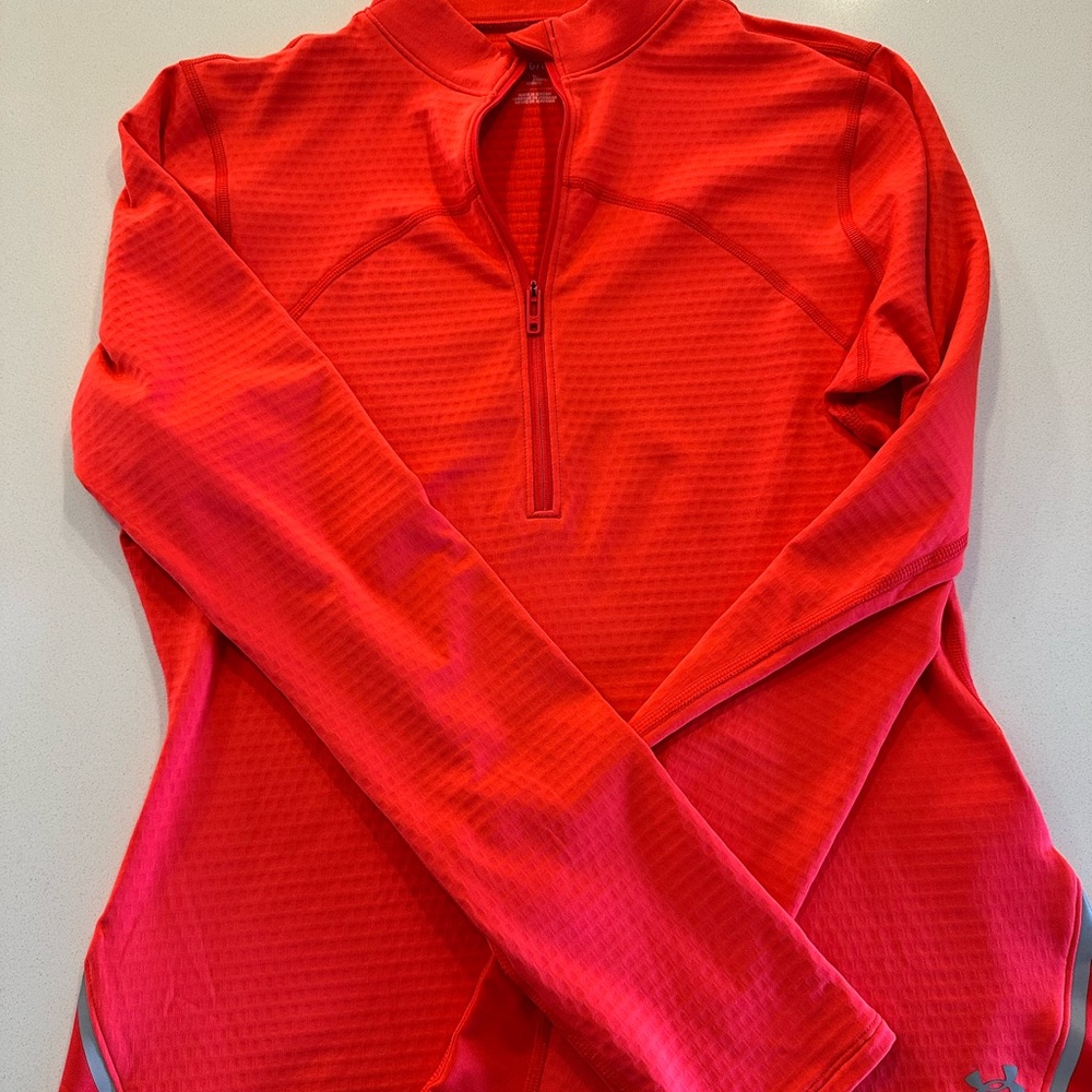 NWOT UnderArmour Neon Coral Quarter-Zip Athletic Pullover